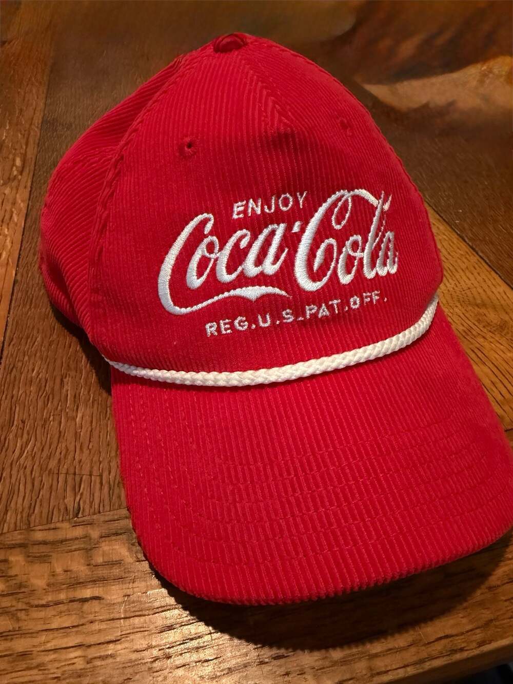 Coca-Cola Red Corduroy Snapback Adjustable Rope Hat Cap